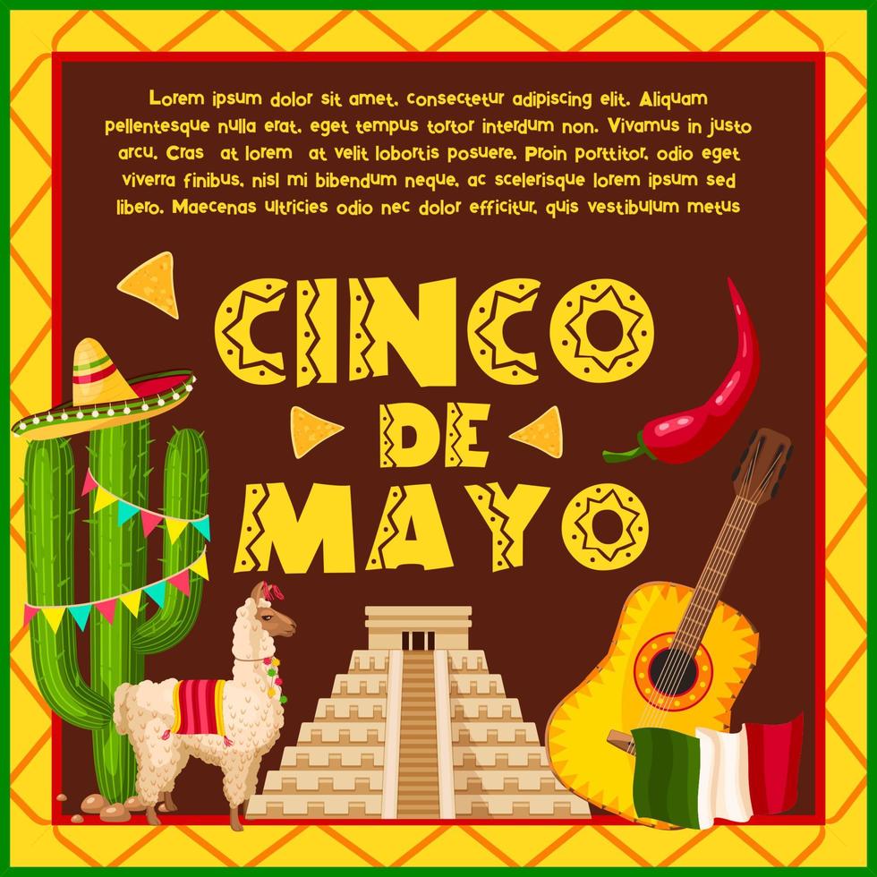carte de vacances mexicaine pour la conception de cinco de mayo vecteur