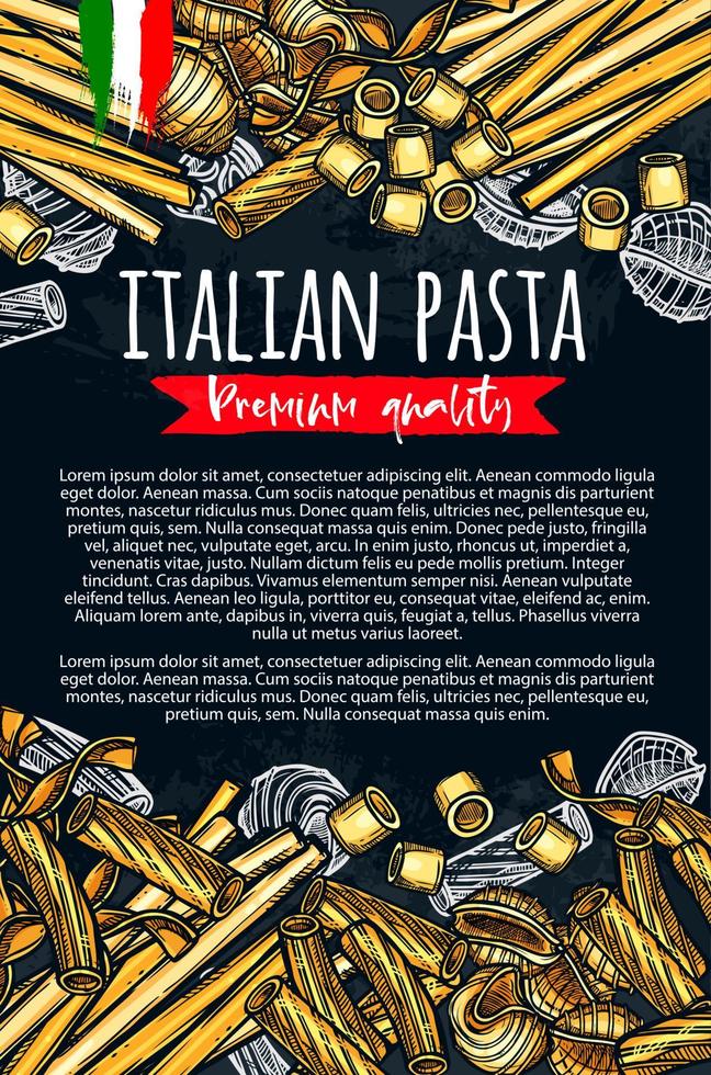 affiche premium de croquis de vecteur de pâtes italiennes