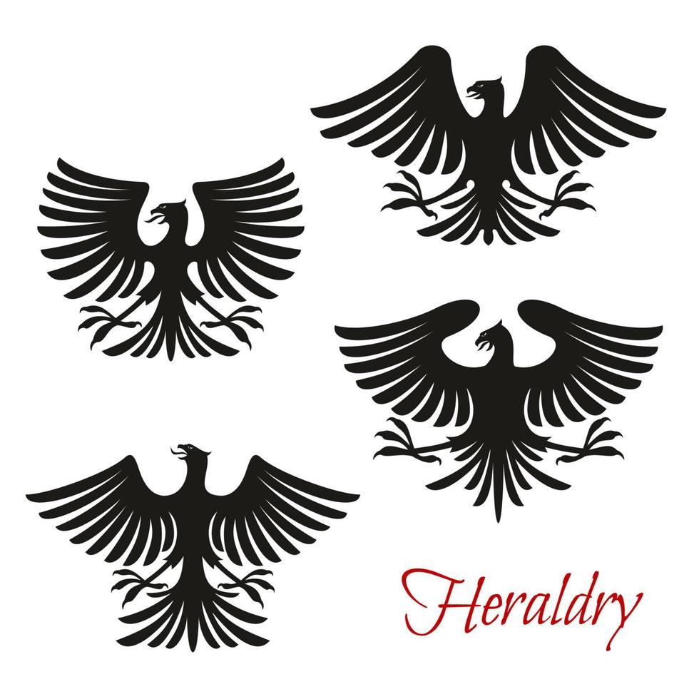 symbole héraldique d'aigle noir, de faucon ou d'oiseau de faucon vecteur