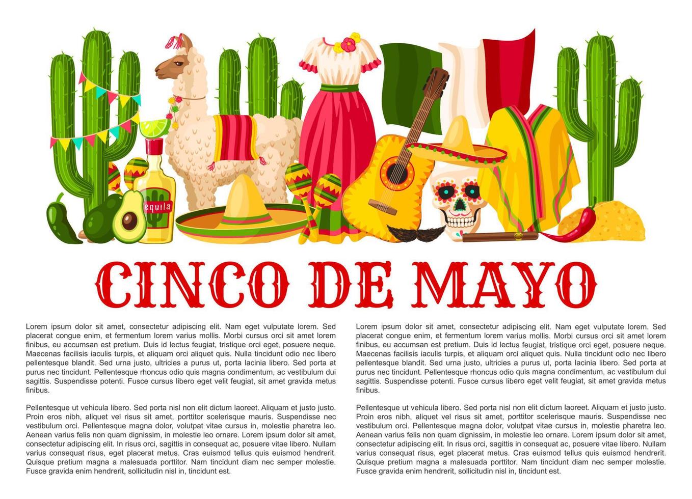 affiche de vecteur fiesta vacances mexicaine cinco de mayo