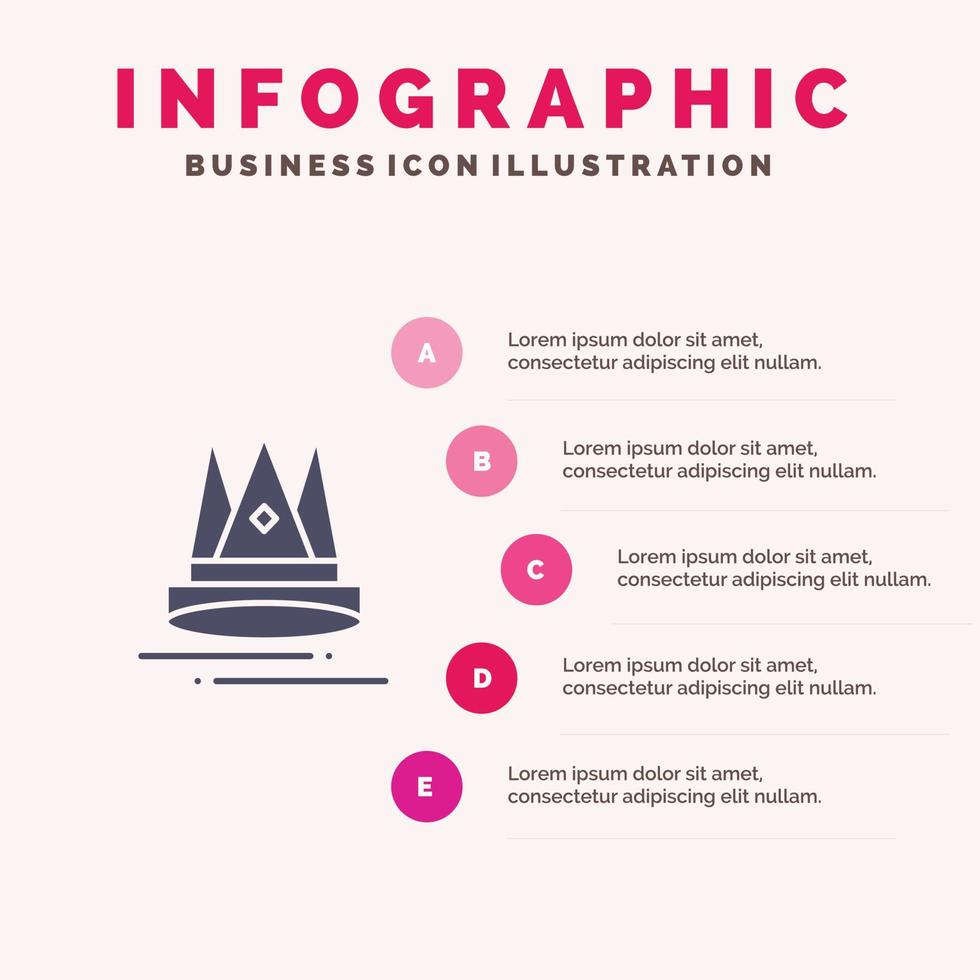 contenu premium éducation marketing solide icône infographie 5 étapes présentation fond vecteur