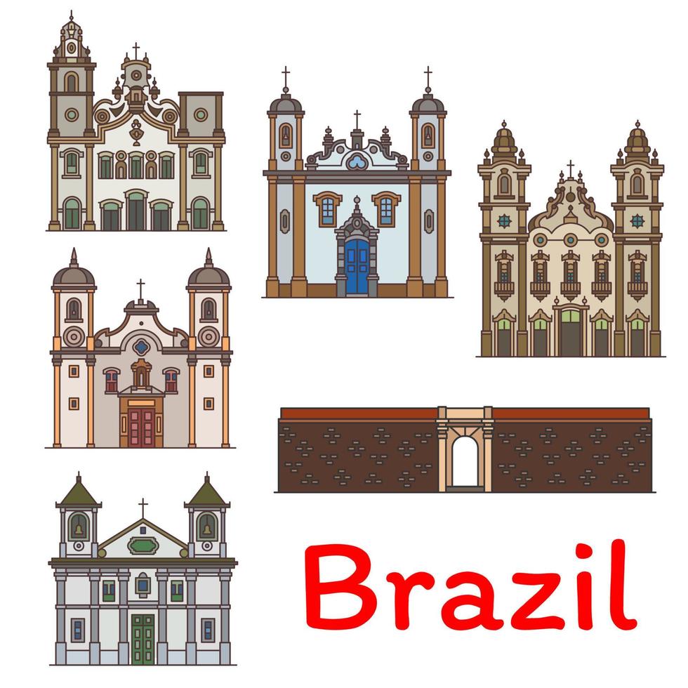 icône de point de repère de voyage brésilien pour la conception du tourisme vecteur