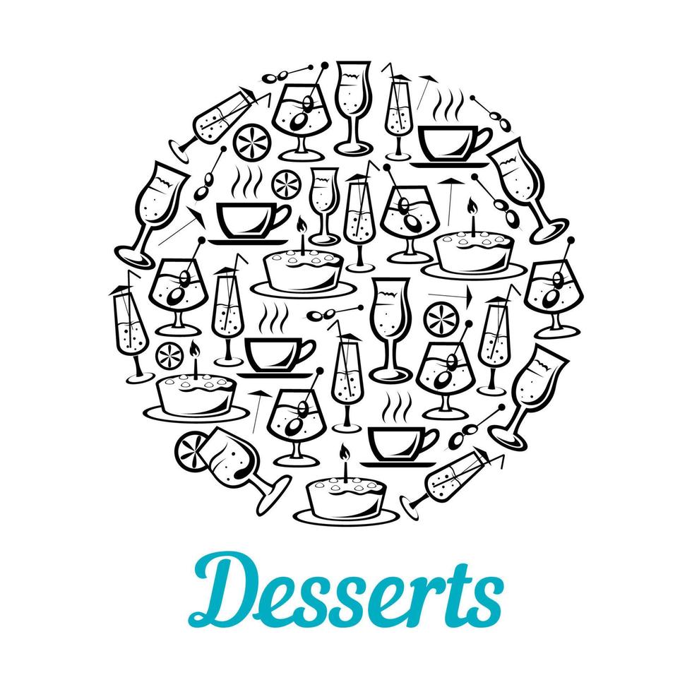 affiche de vecteur de desserts et de boissons