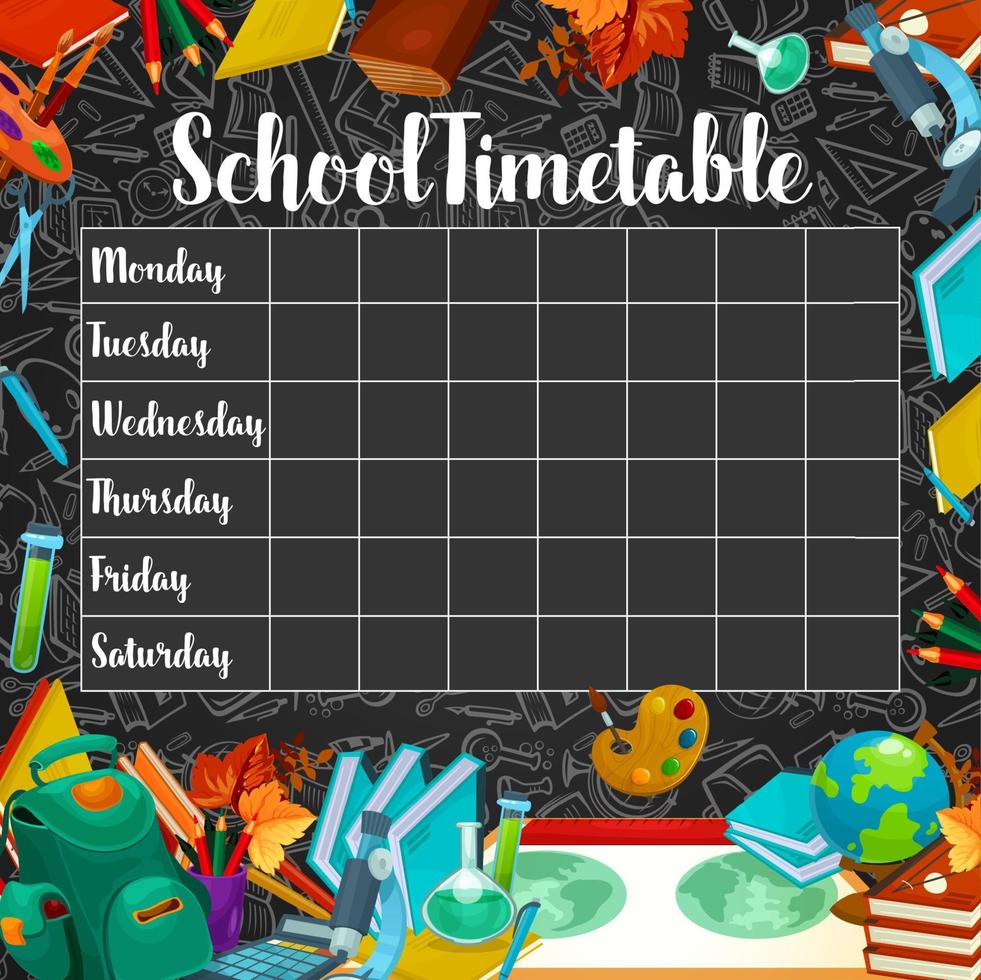 calendrier scolaire ou calendrier des cours au tableau vecteur