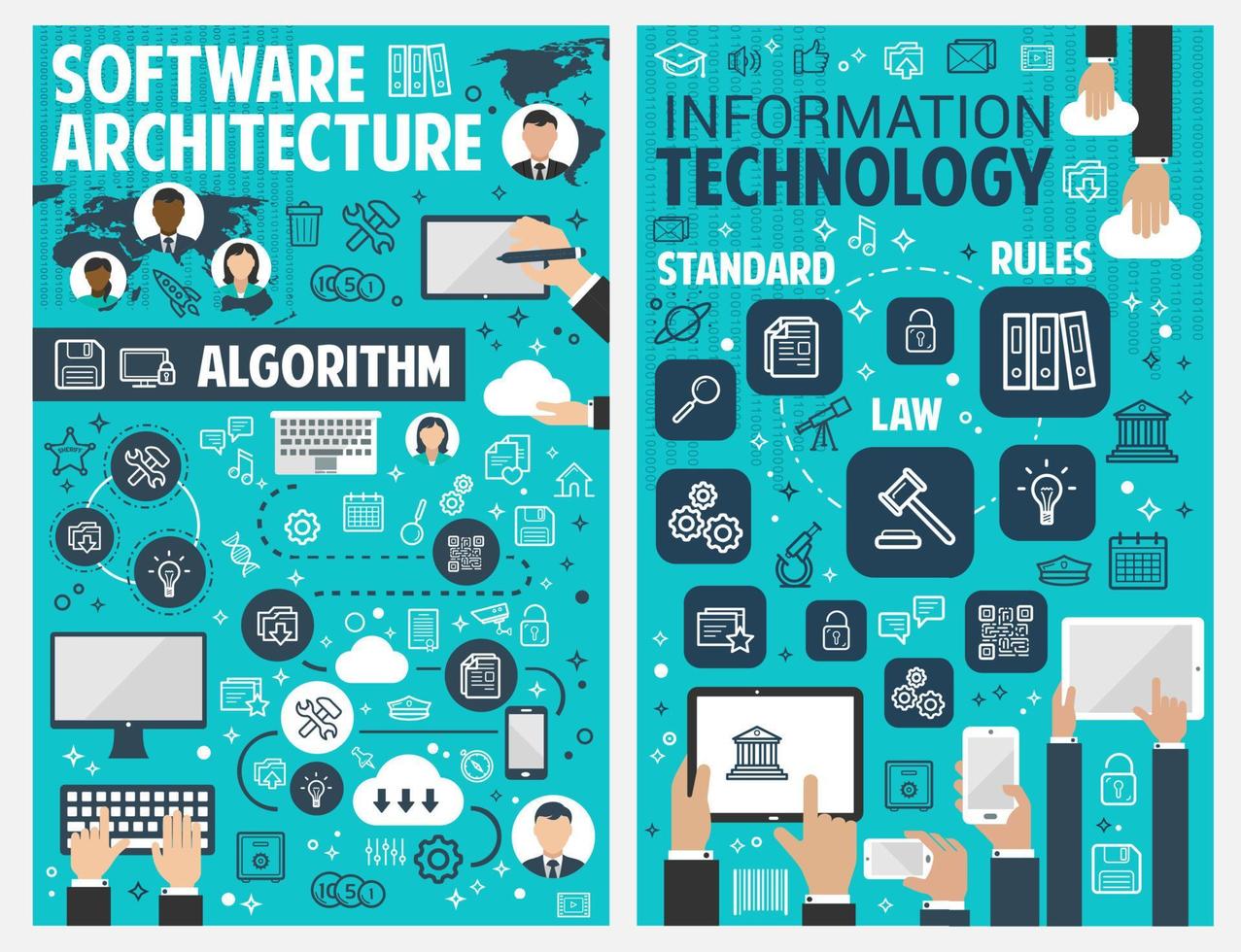 bannière des technologies de l'information et de la communication vecteur