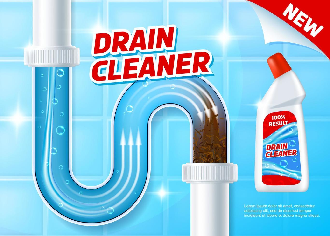 drain de tuyau, bannière de produit de nettoyage de siphon vecteur