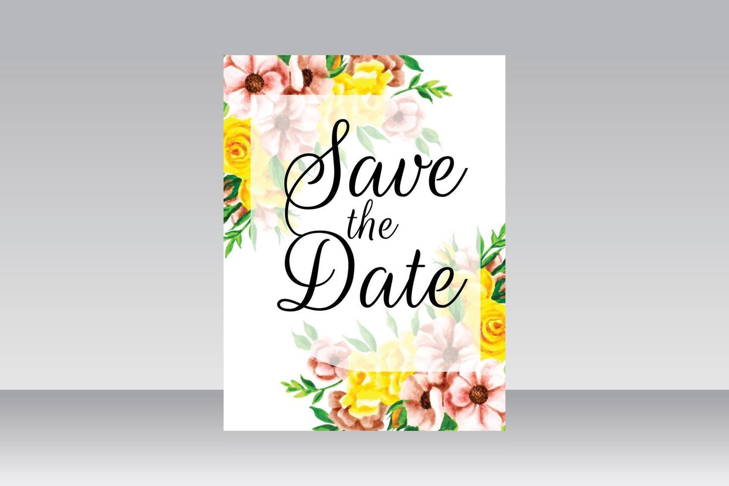 carte d'invitation de mariage aquarelle belle fleur épanouie vecteur