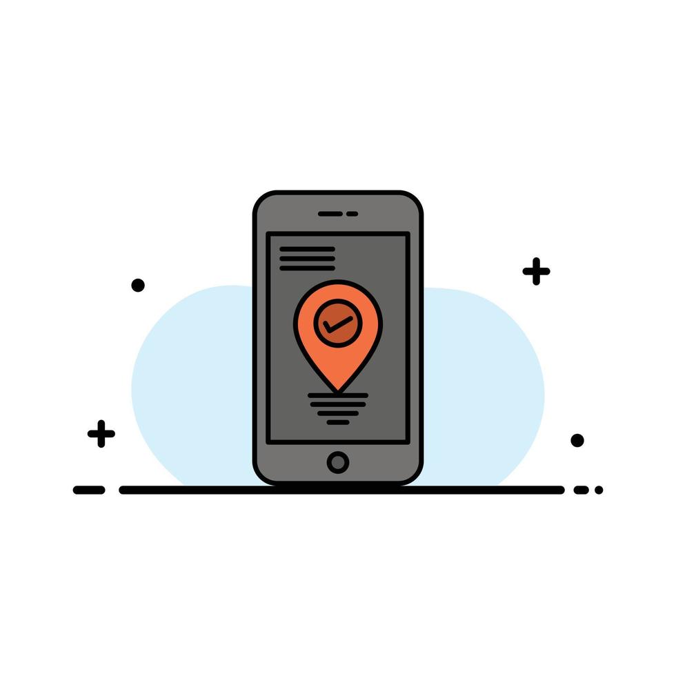 navigation emplacement pointeur smartphone entreprise ligne plate remplie icône vecteur modèle de bannière