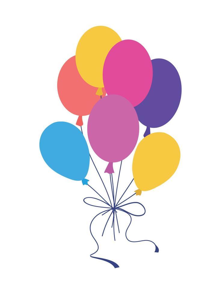 ballons d'anniversaire flottant dans les airs, décoration festive pour les vacances. illustration de vecteur dessiné à la main isolé sur fond blanc