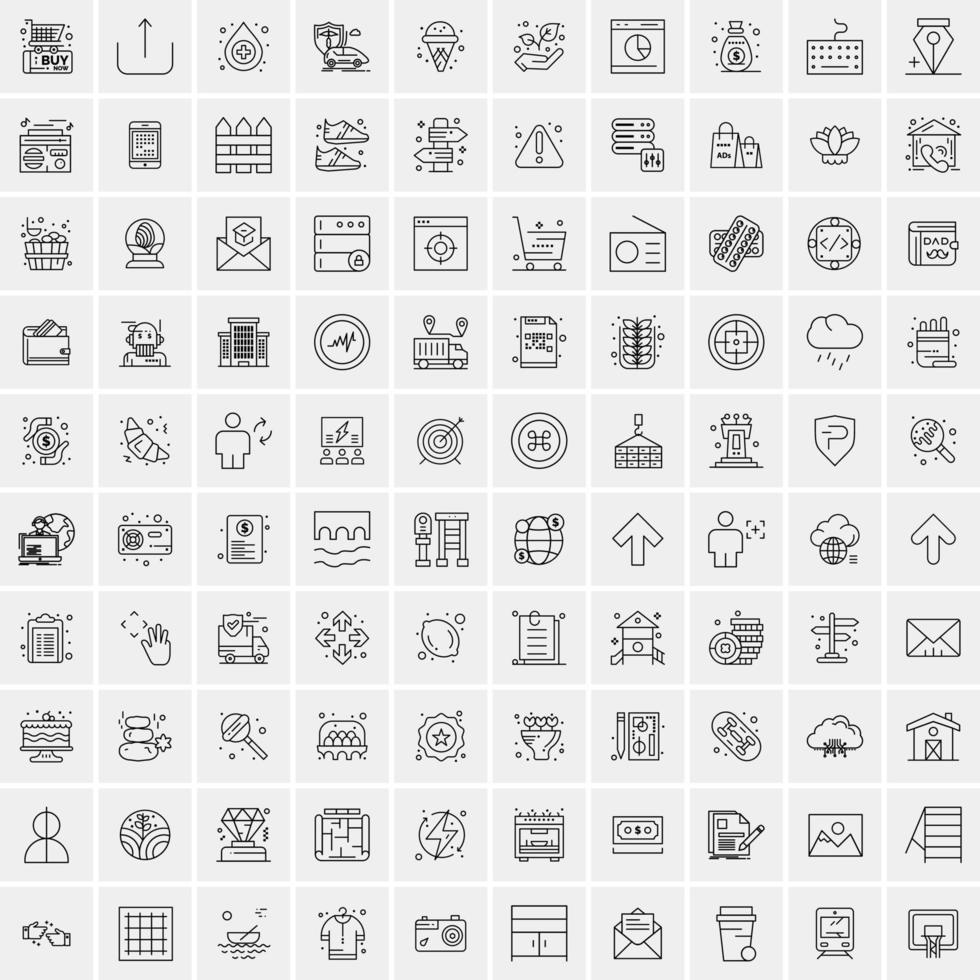 ensemble de 100 icônes de ligne d'activité créative vecteur
