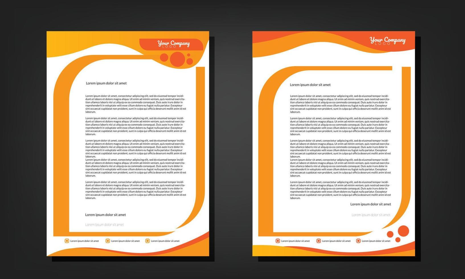 tête de lettre de l'entreprise sur la décoration de couleur orange. illustration vectorielle de modèle de tête de lettre moderne vecteur