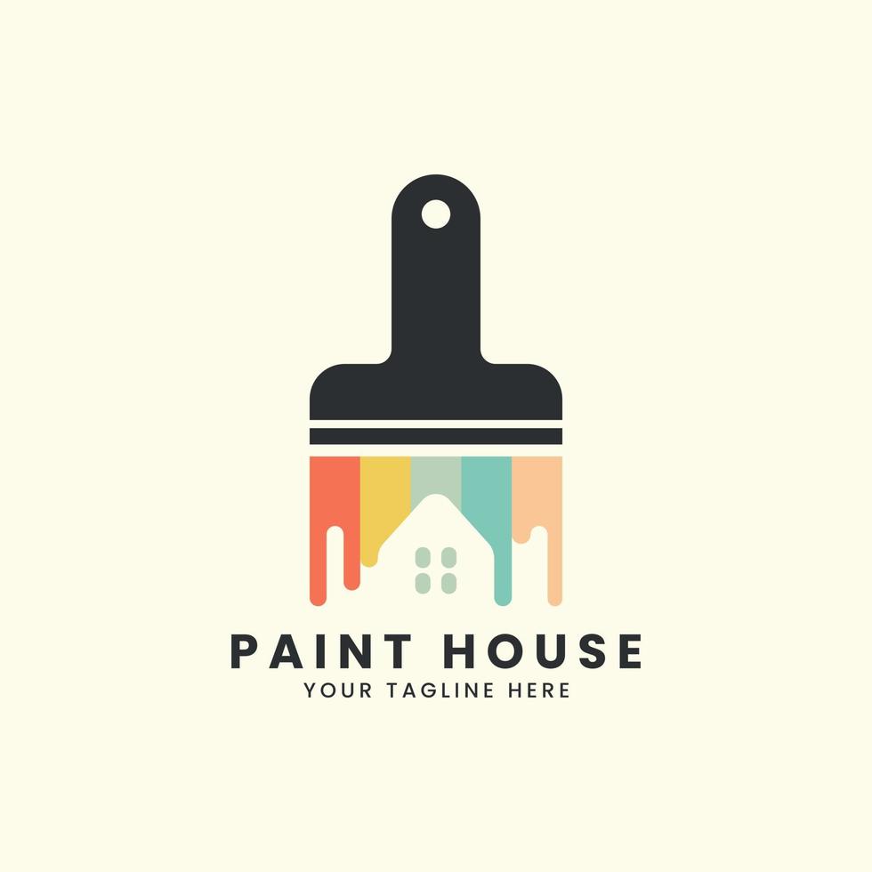 peinture de maison style vectoriel vintage logo icône modèle illustration design, logo des services de peinture