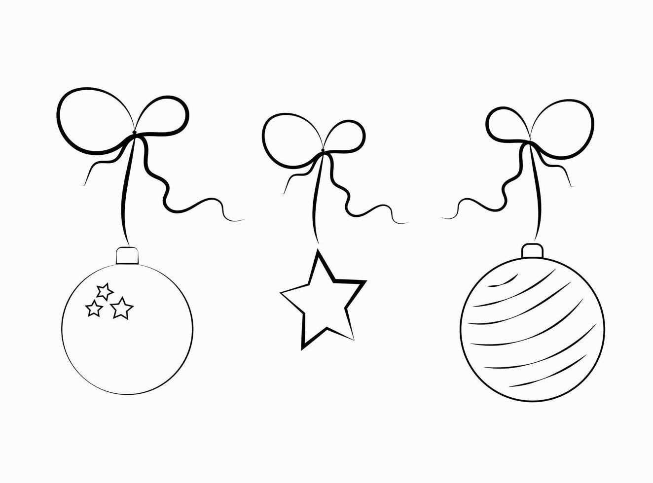 trois boules de noël pour la décoration. fond blanc isolé. illustration vectorielle de vacances. conception d'illustration vectorielle. ornement de vecteur. vecteur