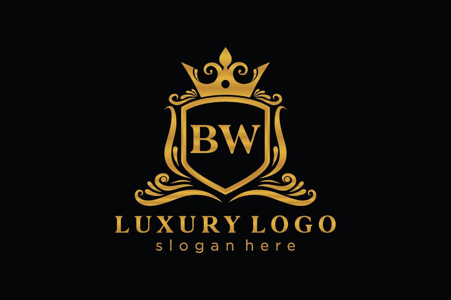 modèle initial de logo de luxe royal de lettre bw dans l'art vectoriel pour le restaurant, la royauté, la boutique, le café, l'hôtel, l'héraldique, les bijoux, la mode et d'autres illustrations vectorielles.