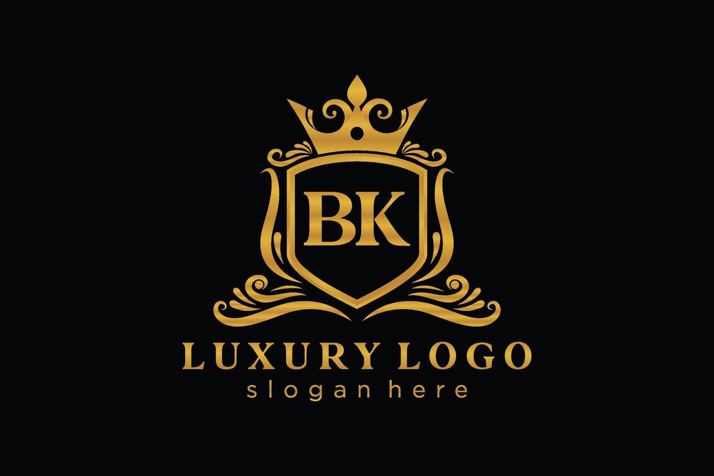 modèle initial de logo de luxe royal de lettre bk dans l'art vectoriel pour le restaurant, la royauté, la boutique, le café, l'hôtel, l'héraldique, les bijoux, la mode et d'autres illustrations vectorielles.