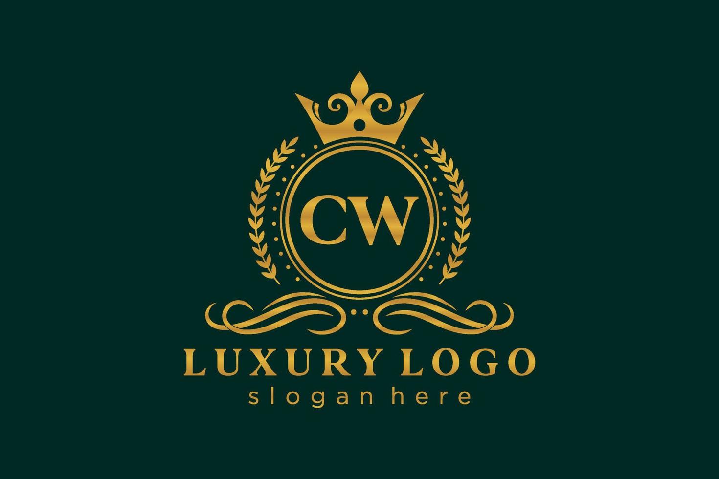modèle de logo de luxe royal lettre initiale cw en art vectoriel pour restaurant, royauté, boutique, café, hôtel, héraldique, bijoux, mode et autres illustrations vectorielles.
