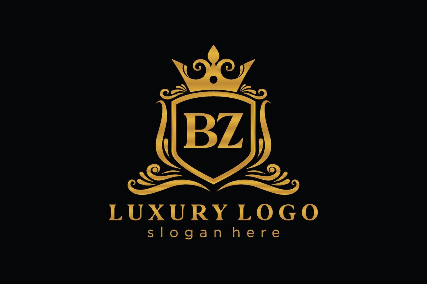 modèle de logo de luxe royal de lettre bz initial dans l'art vectoriel pour le restaurant, la royauté, la boutique, le café, l'hôtel, l'héraldique, les bijoux, la mode et d'autres illustrations vectorielles.