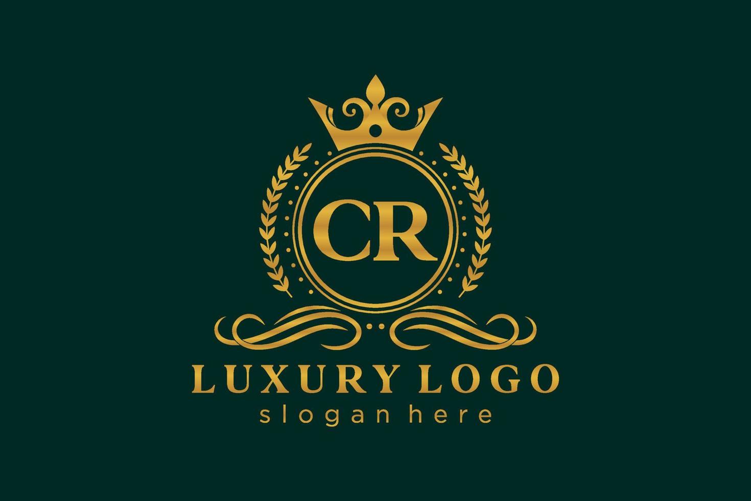 modèle initial de logo de luxe royal de lettre cr dans l'art vectoriel pour le restaurant, la royauté, la boutique, le café, l'hôtel, l'héraldique, les bijoux, la mode et d'autres illustrations vectorielles.