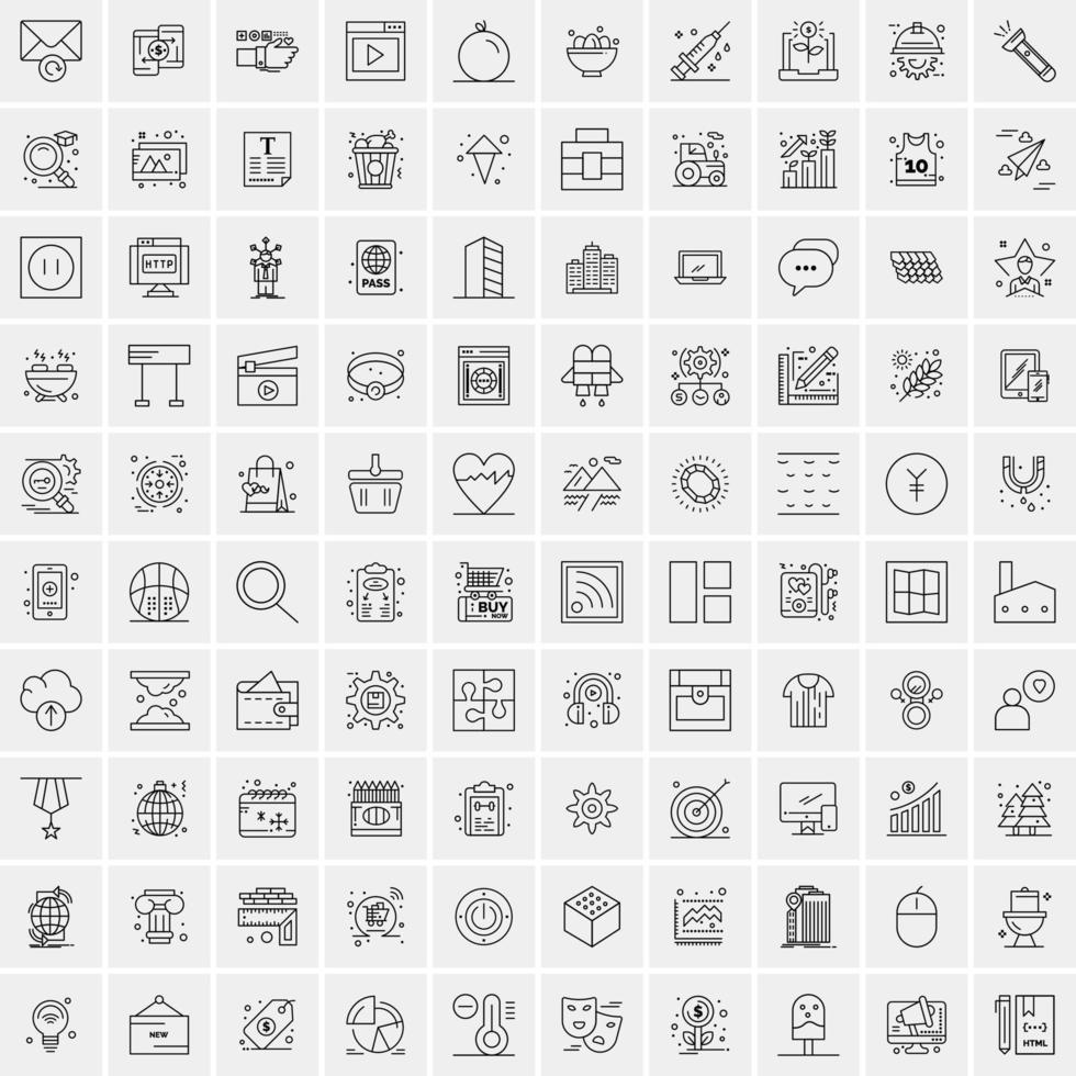 pack de 100 icônes de ligne universelles pour mobile et web vecteur