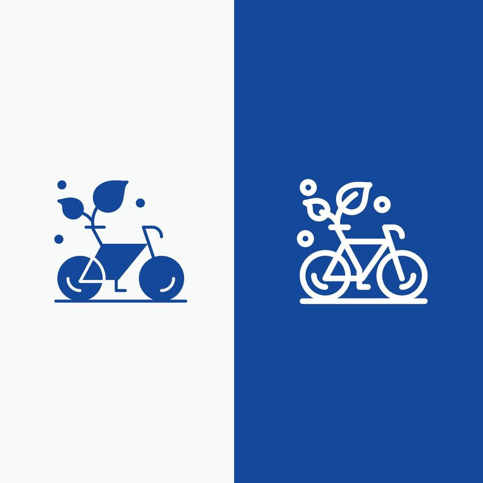 cycle eco friendly environnement végétal ligne et glyphe solide icône bannière bleue ligne et glyphe solide icône vecteur