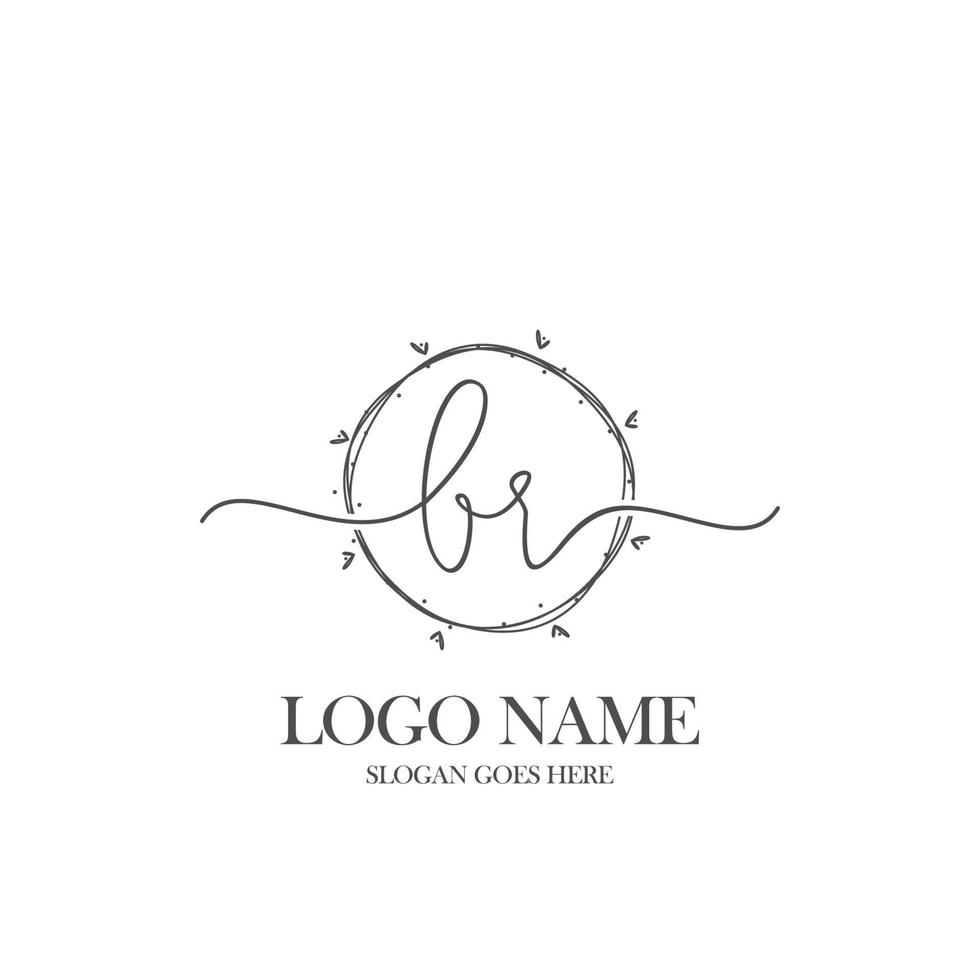 monogramme de beauté br initial et création de logo élégante, logo manuscrit de la signature initiale, mariage, mode, floral et botanique avec modèle créatif. vecteur