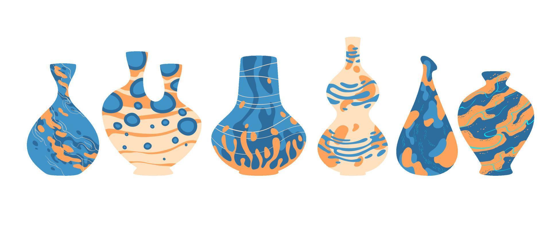 vases en céramique contemporains, cruches modernes, pots vecteur