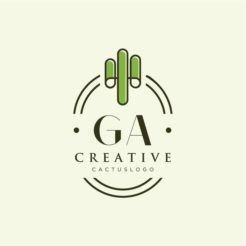 ga lettre initiale cactus vert logo vecteur