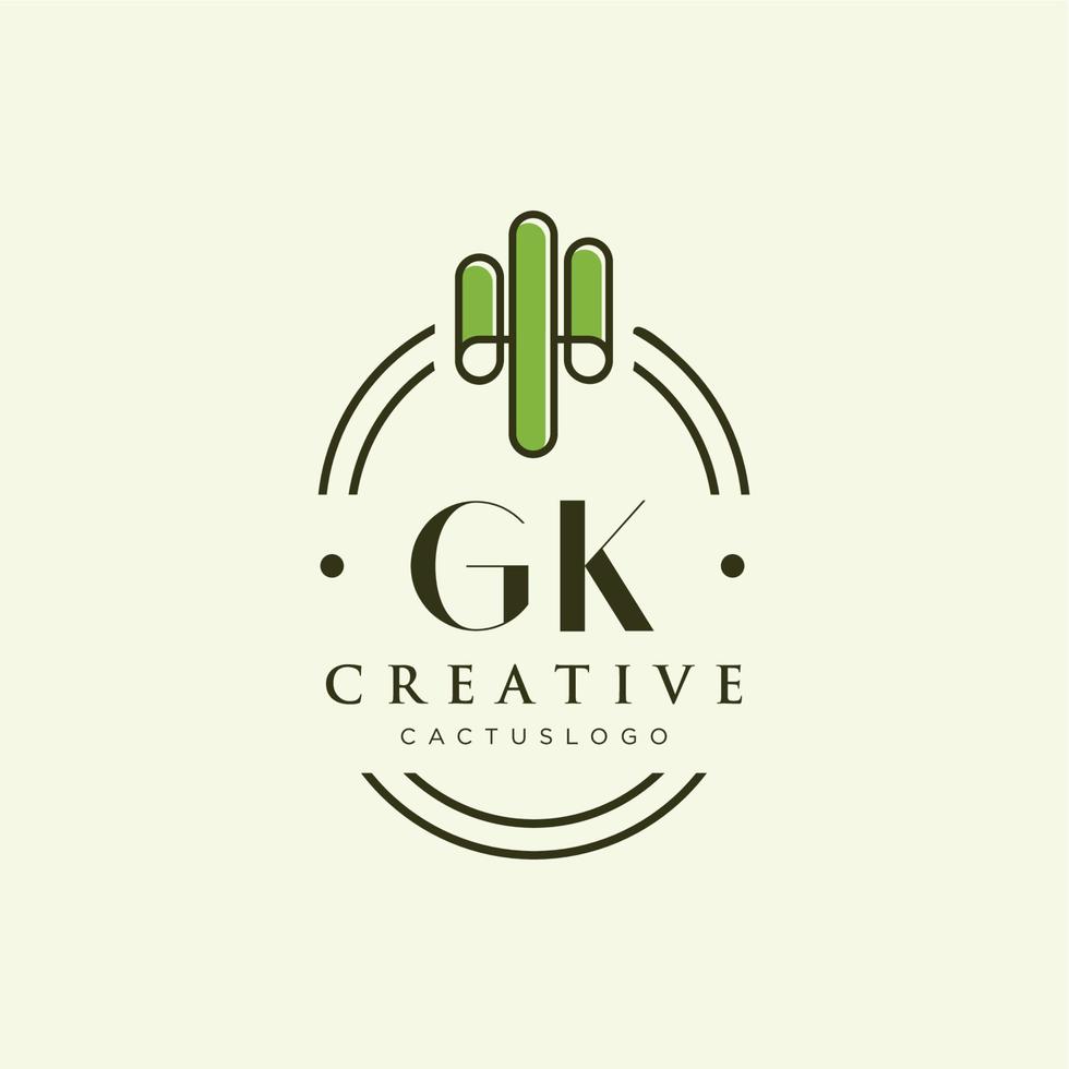 gk lettre initiale vert cactus logo vecteur