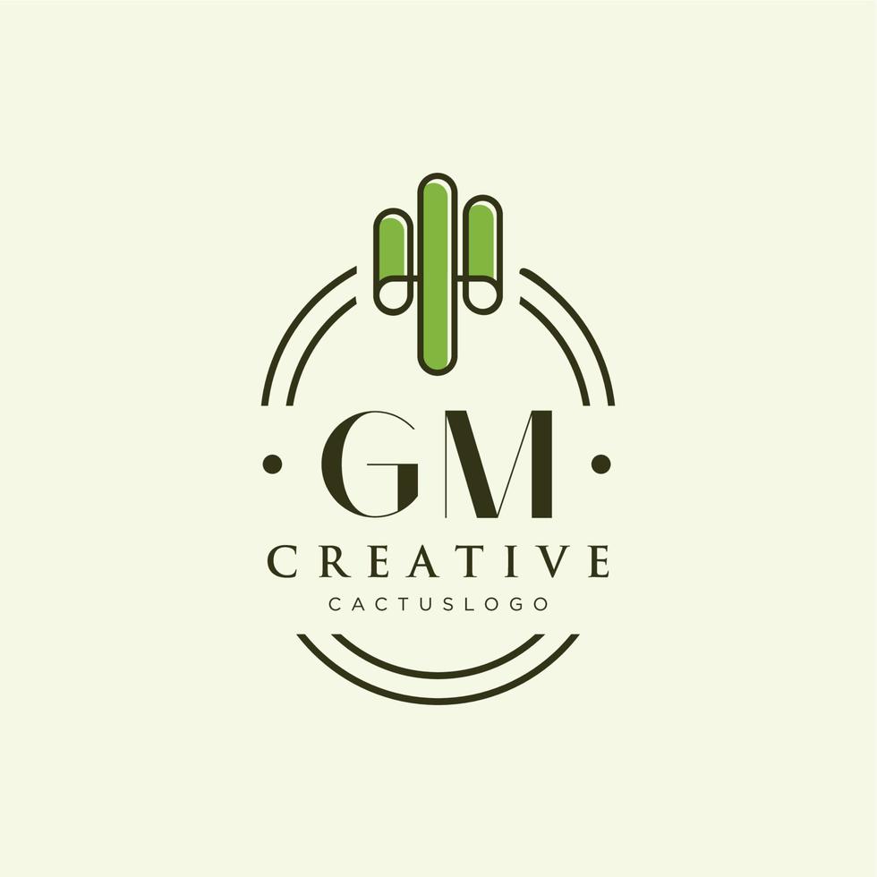 gm lettre initiale vert cactus logo vecteur