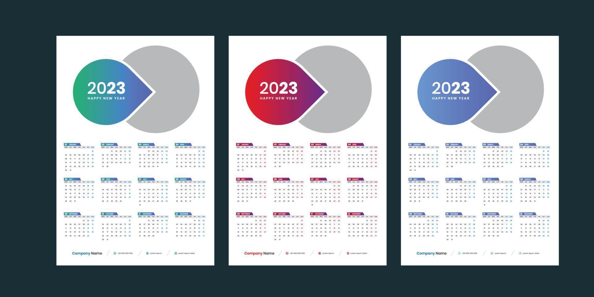 calendrier mural 2023 vecteur