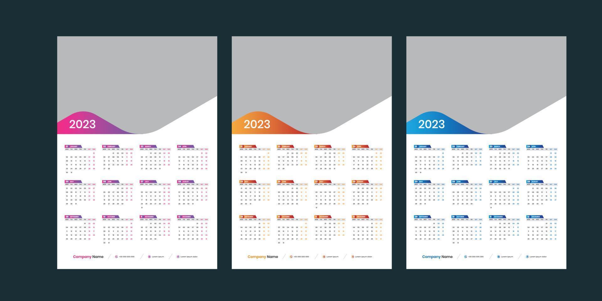 calendrier mural 2023 vecteur