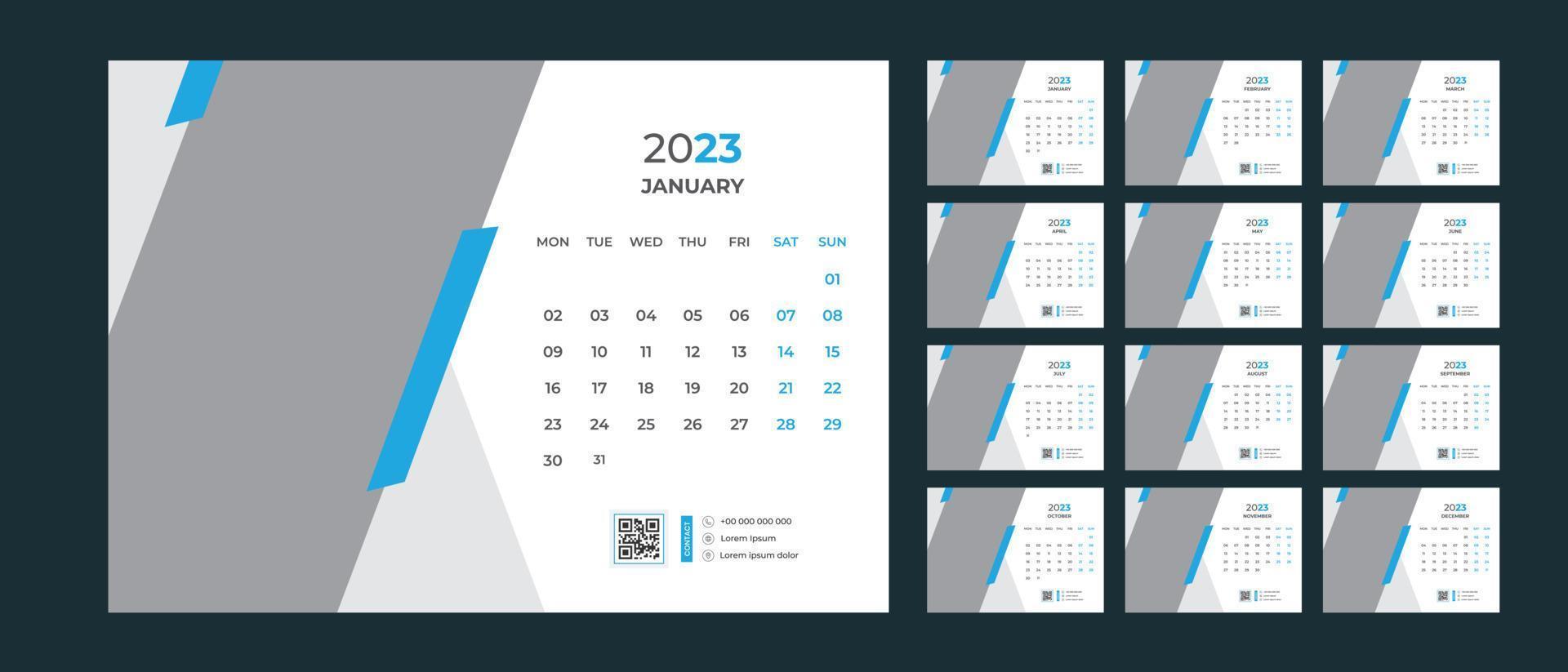 conception de calendrier de bureau 2023 vecteur