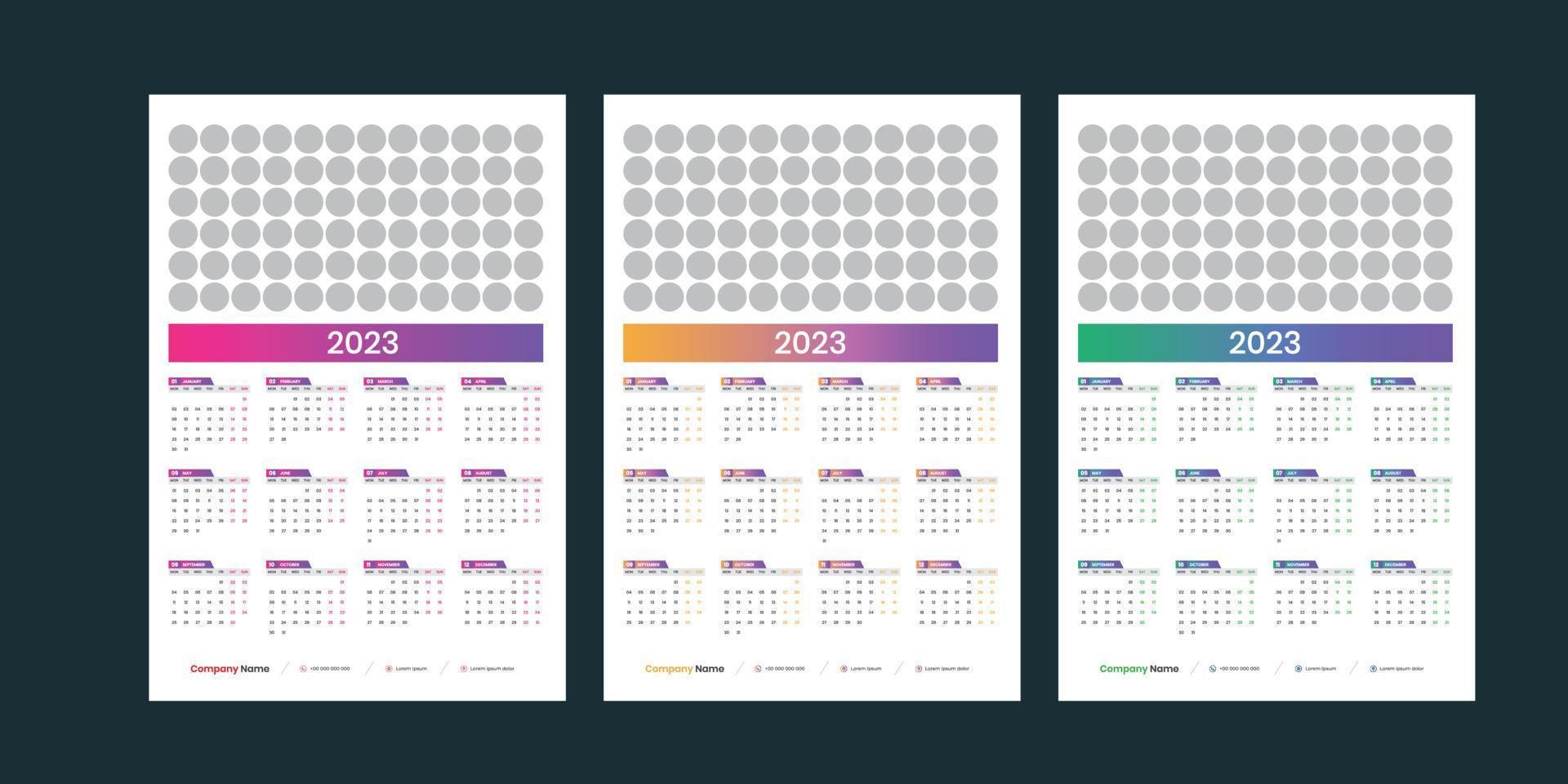 conception de calendrier de bureau 2023 vecteur