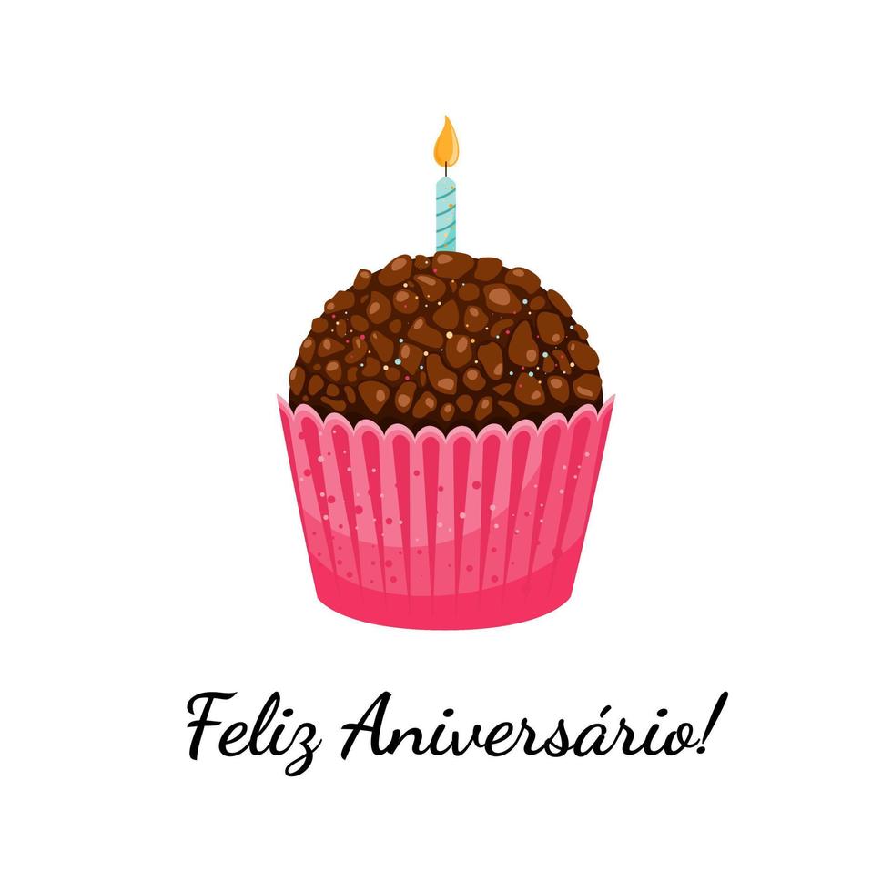 feliz aniversario portugais joyeux anniversaire carte avec brigadeiro. vecteur