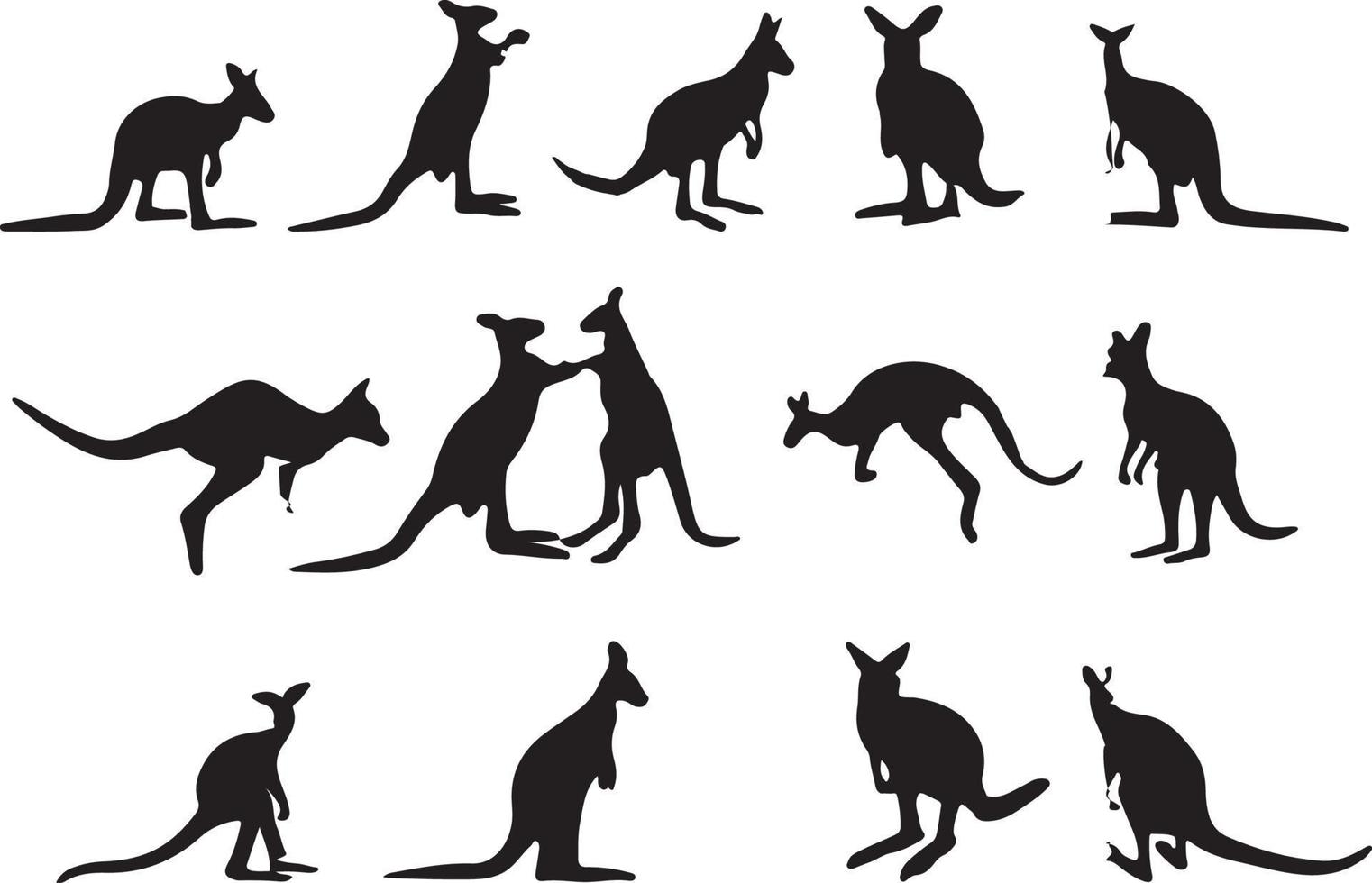 l'ensemble de la collection silhouette kangourou vecteur