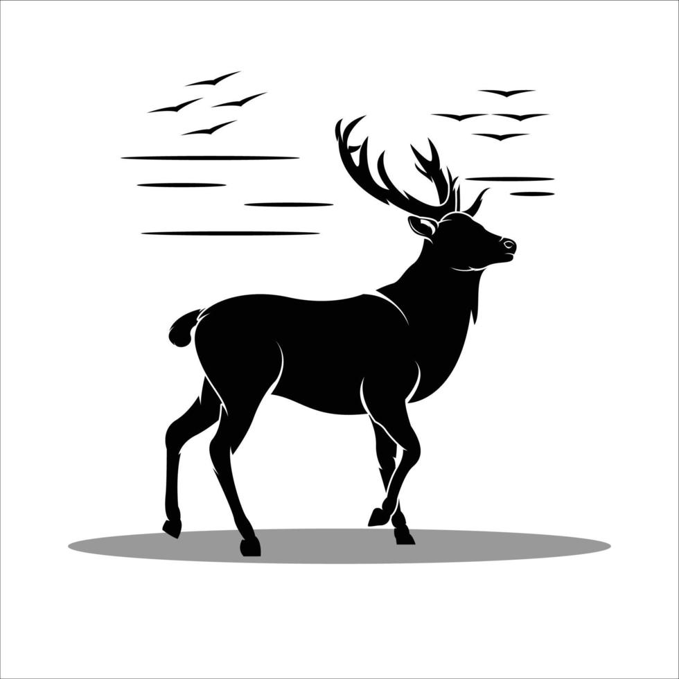 création de logo de silhouette de cerf simple vecteur