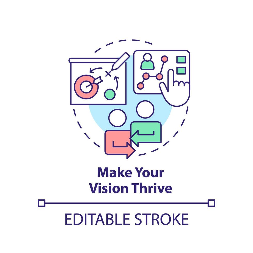 faire prospérer l'icône de concept de vision. illustration de fine ligne d'idée abstraite de service de formation d'entreprise. collaboration efficace. dessin de contour isolé. trait modifiable. vecteur