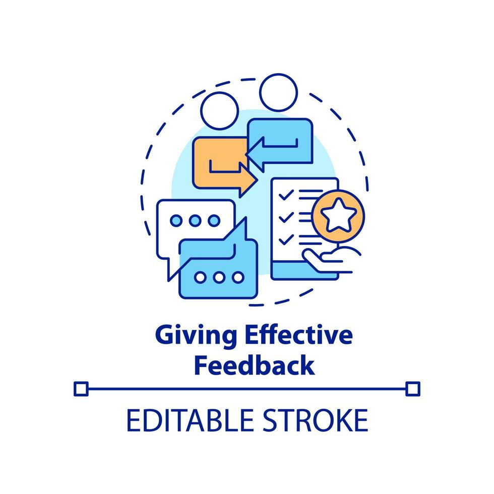 donner une icône de concept de rétroaction efficace. coaching des employés étape idée abstraite illustration de la ligne mince. avis constructif. dessin de contour isolé. trait modifiable. vecteur