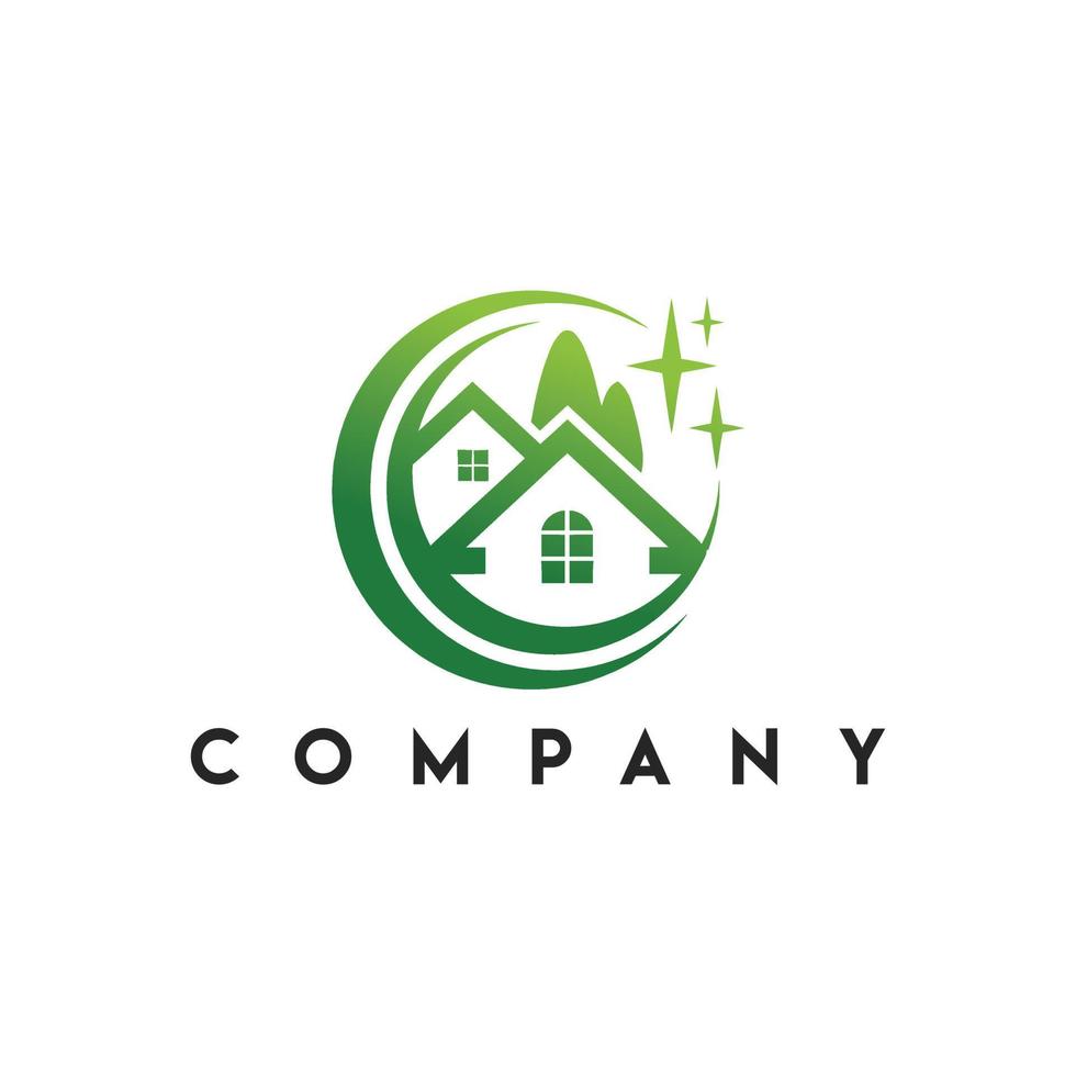 logo de maison propre, logo d'entreprise de service de nettoyage de maison vecteur