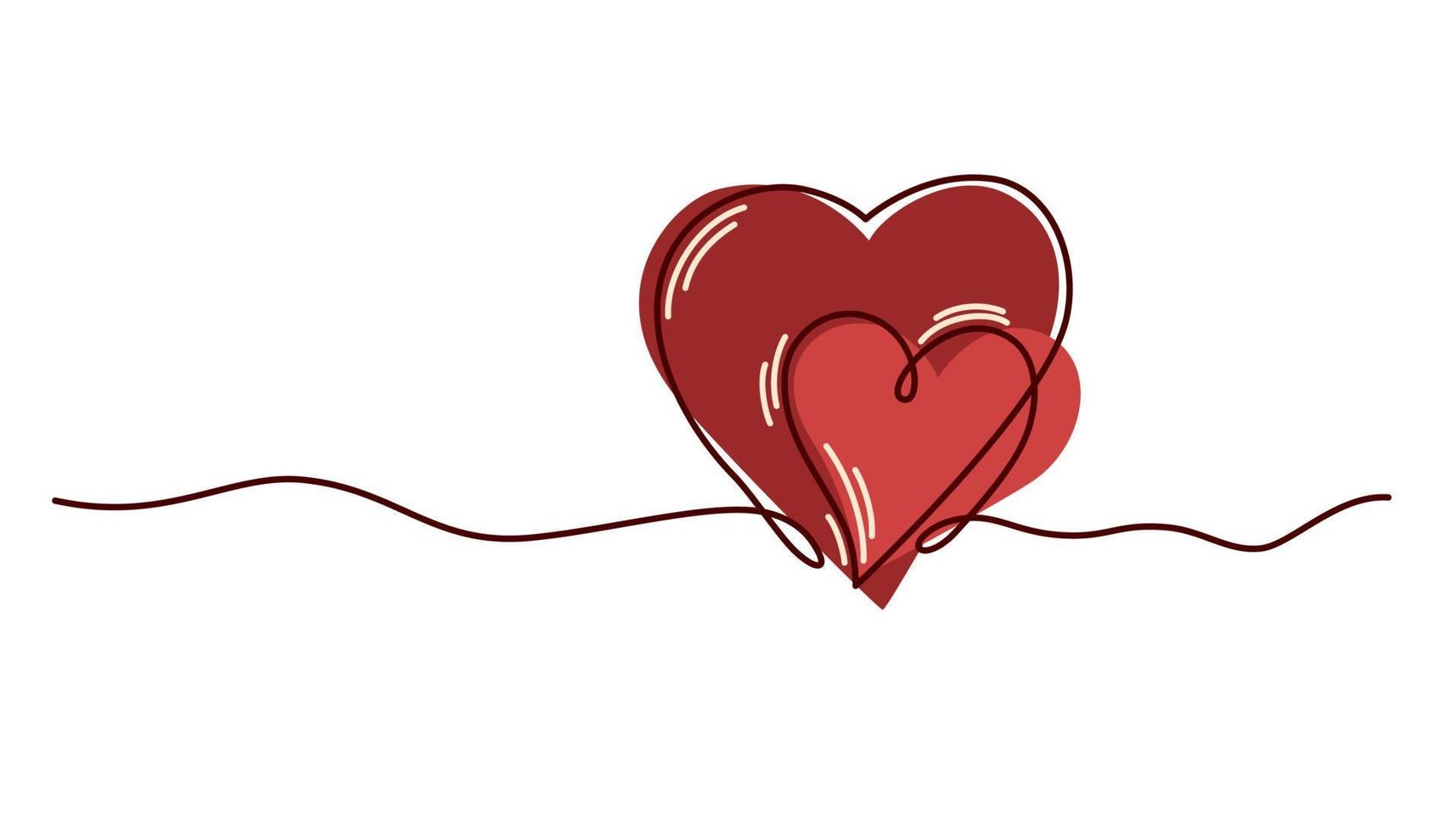 cœur. concept d'amitié et d'amour. dessin d'art en ligne continue. parfait pour imprimer des cartes postales et la Saint-Valentin. illustration vectorielle de dessin à la main. vecteur