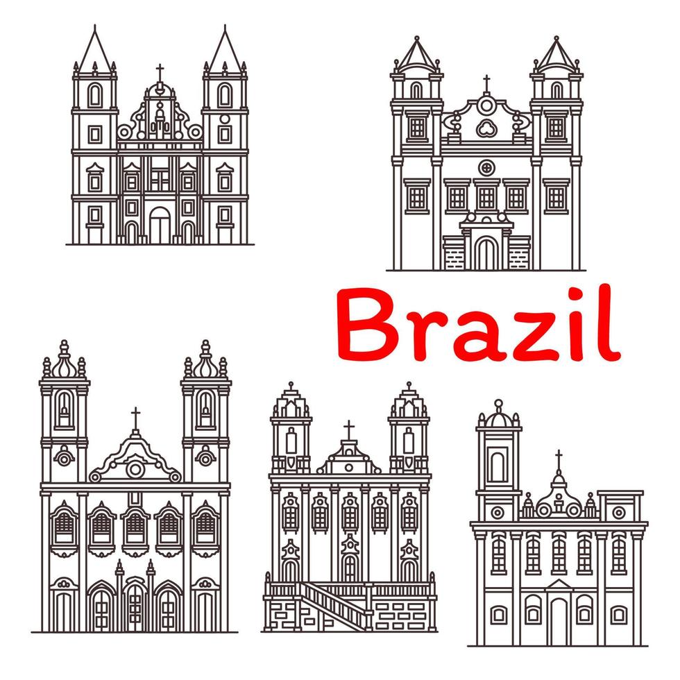 brésil repères vecteur architecture ligne icônes