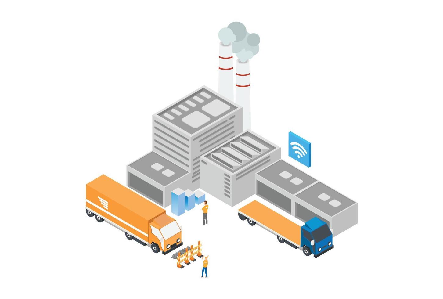 illustration de système logistique isométrique moderne, adaptée aux diagrammes, aux infographies, à l'illustration de livres, aux actifs de jeu et à d'autres actifs liés aux graphiques vecteur