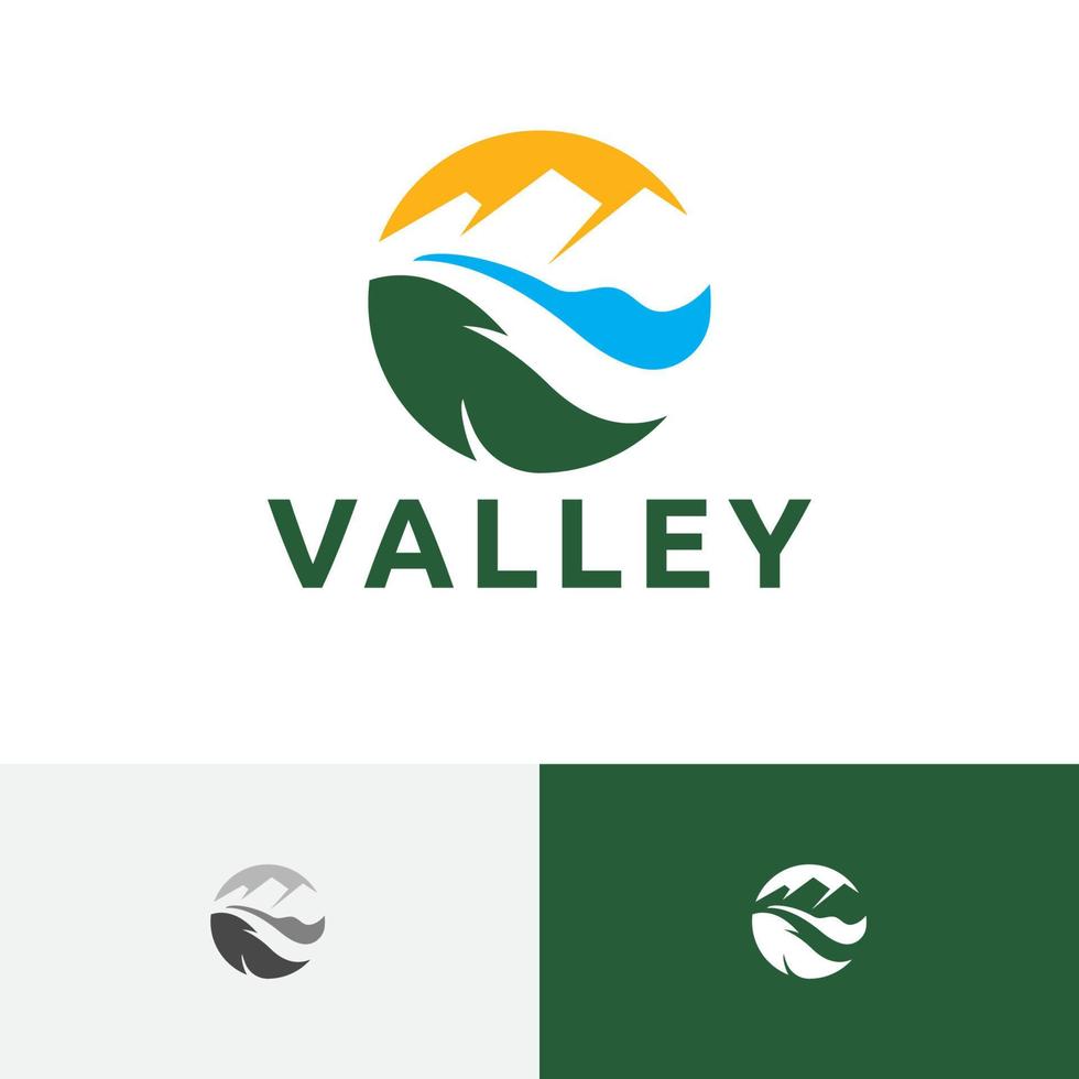 logo de l'espace négatif du canyon de la rivière de montagne de la vallée vecteur