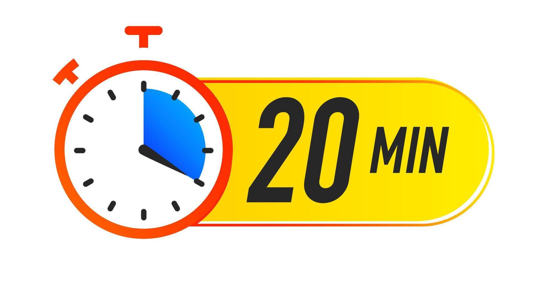 icône de minuterie 20 minutes style coloré de vecteur