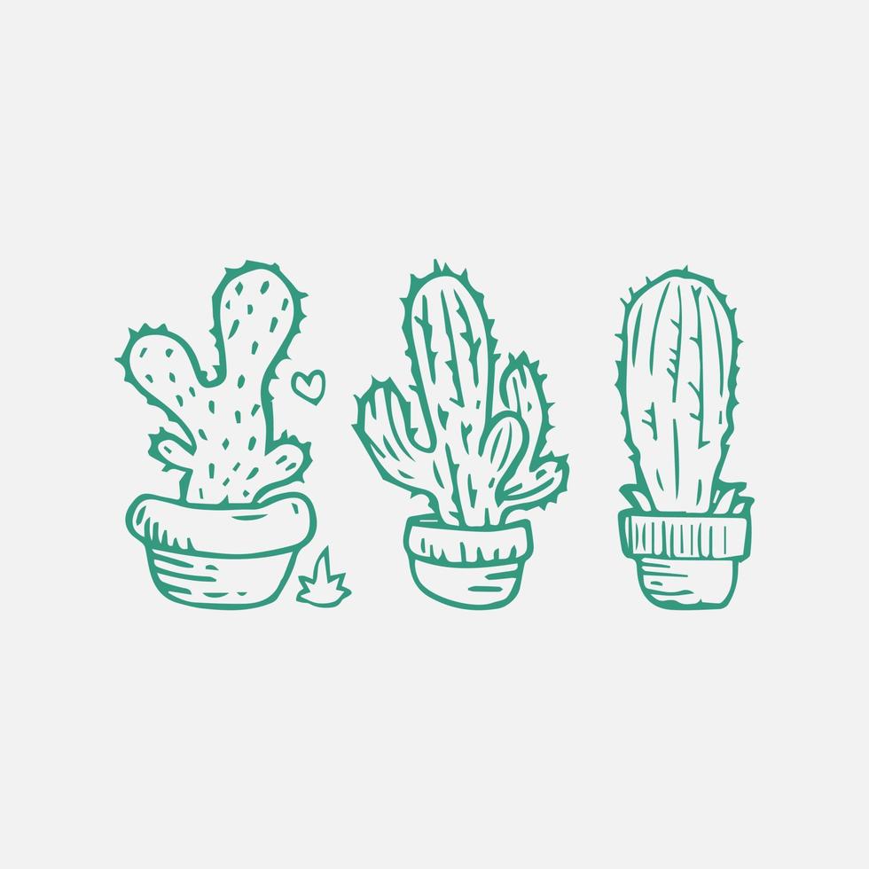 cactus doodle set illustration vectorielle vecteur