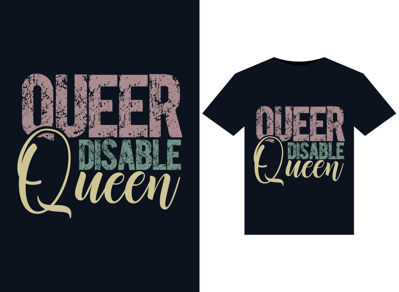 queer disable queen illustrations pour la conception de t-shirts prêts à imprimer vecteur