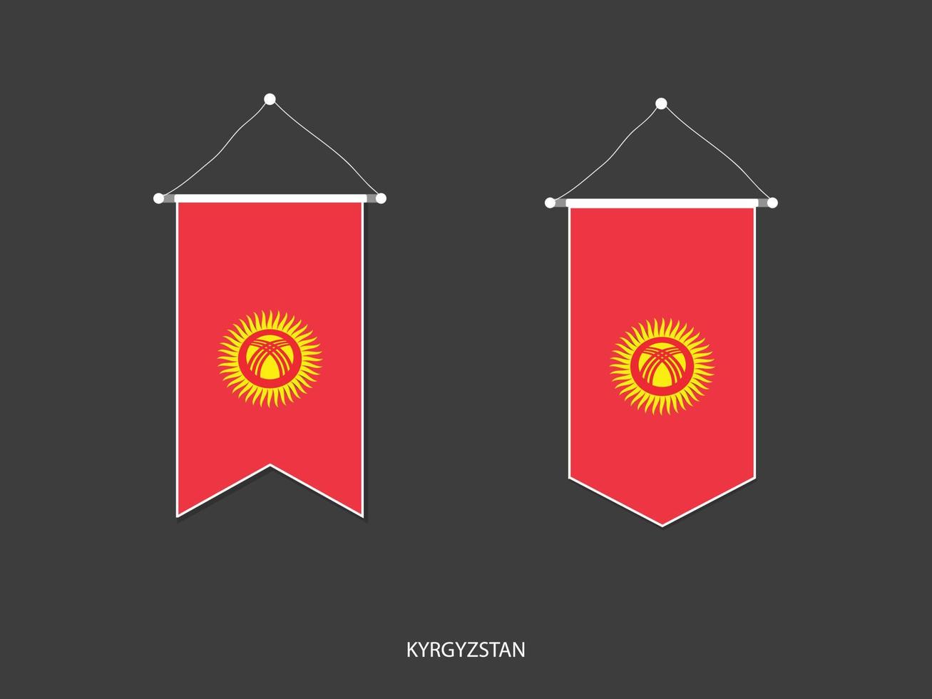 drapeau du kirghizistan sous diverses formes, vecteur de fanion de drapeau de football, illustration vectorielle.