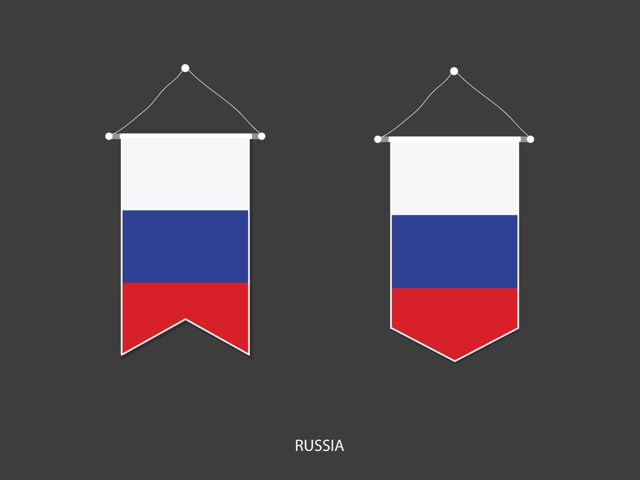 drapeau de la russie sous diverses formes, vecteur de fanion de drapeau de football, illustration vectorielle.