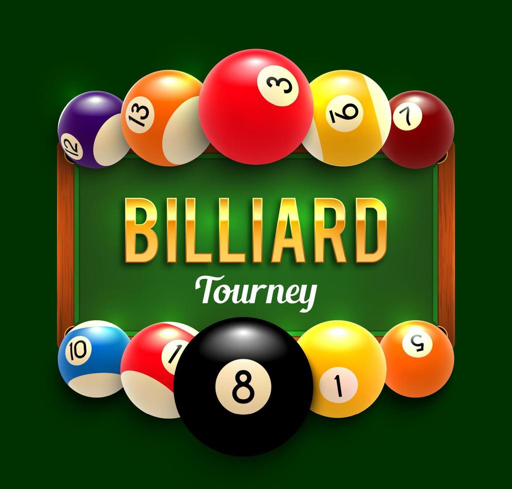 affiche de tournoi de vecteur de billard de billard