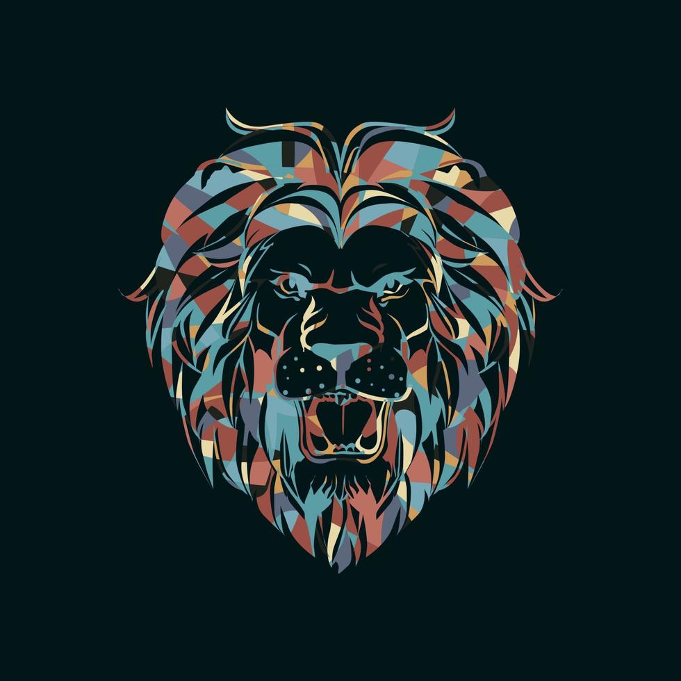 tête de lion animaux pop art vecteur coloré